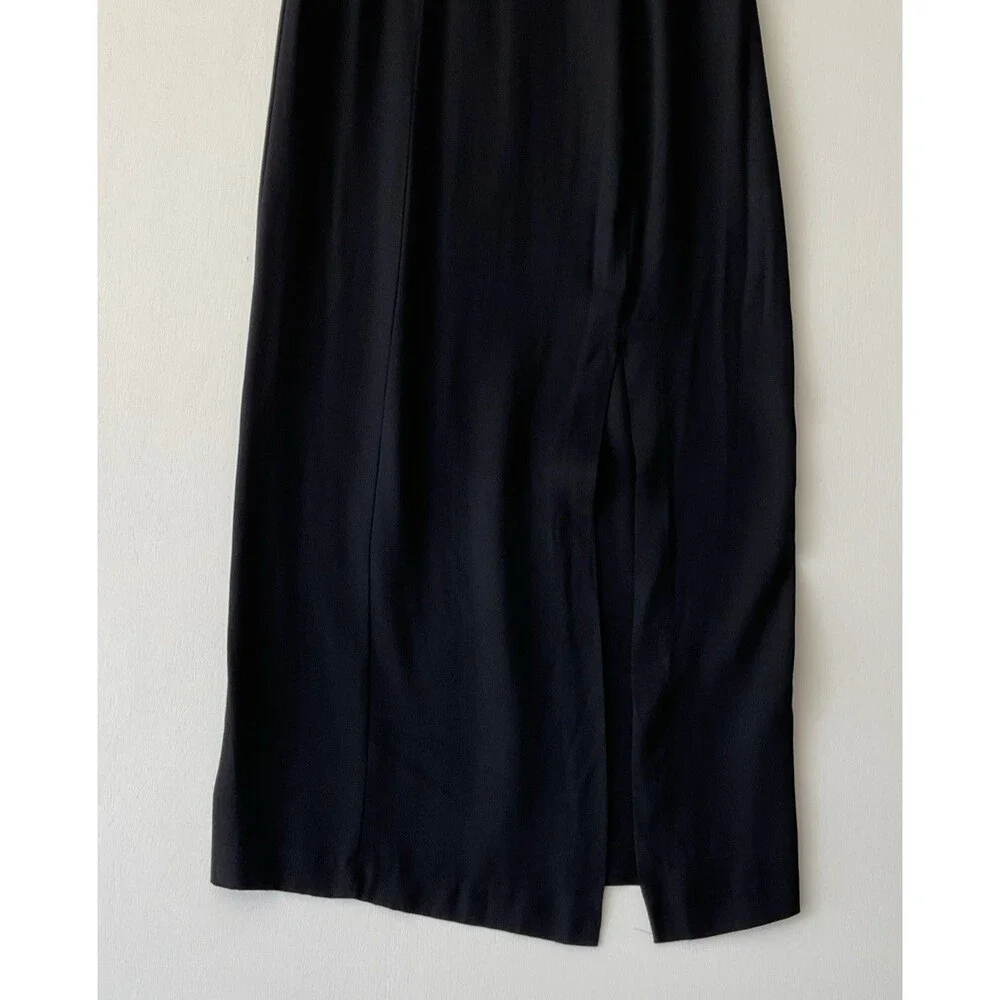 Vtg Late Edition Babydoll Maxi Dress Size 6 Black Satin Grunge USA 90s Y2K